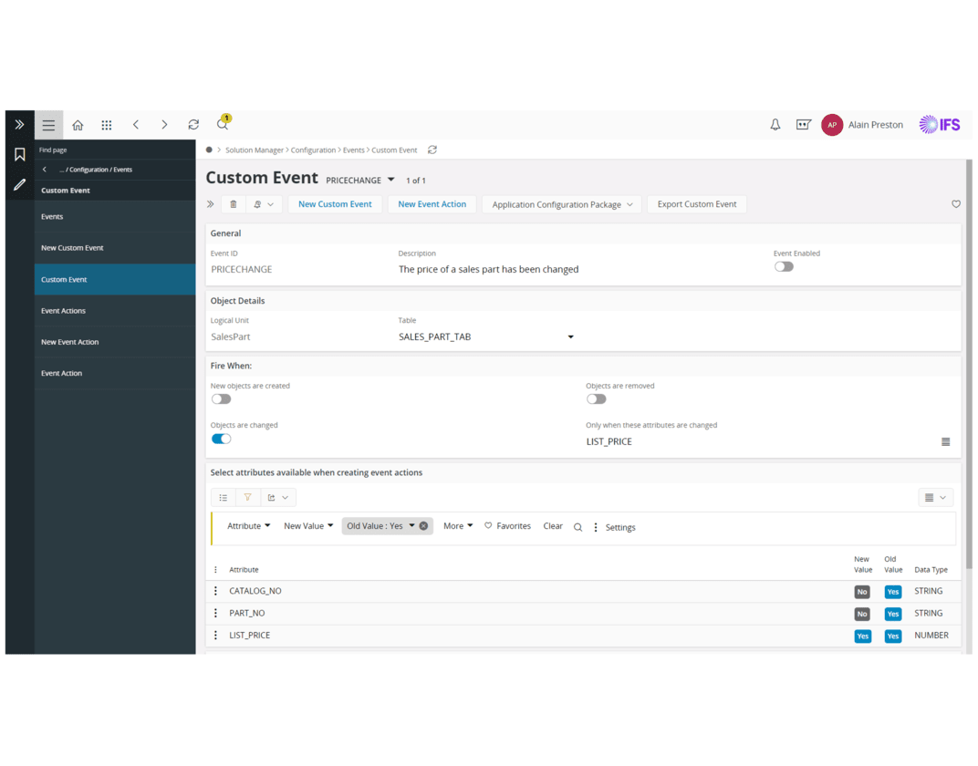 Example of IFS Cloud Security tools in Config & Capabilities area, image by Novacura